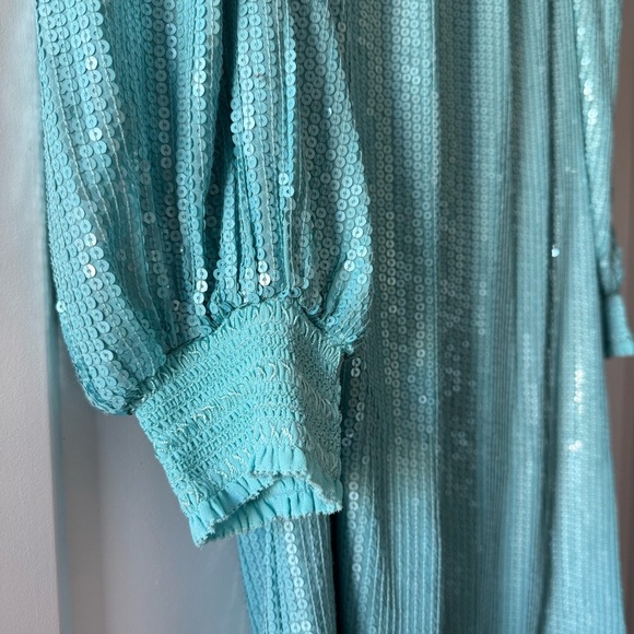 Alice + Olivia turquoise blue Pauletta sequin mini dress - size Large (L) - Picture 12 of 14
